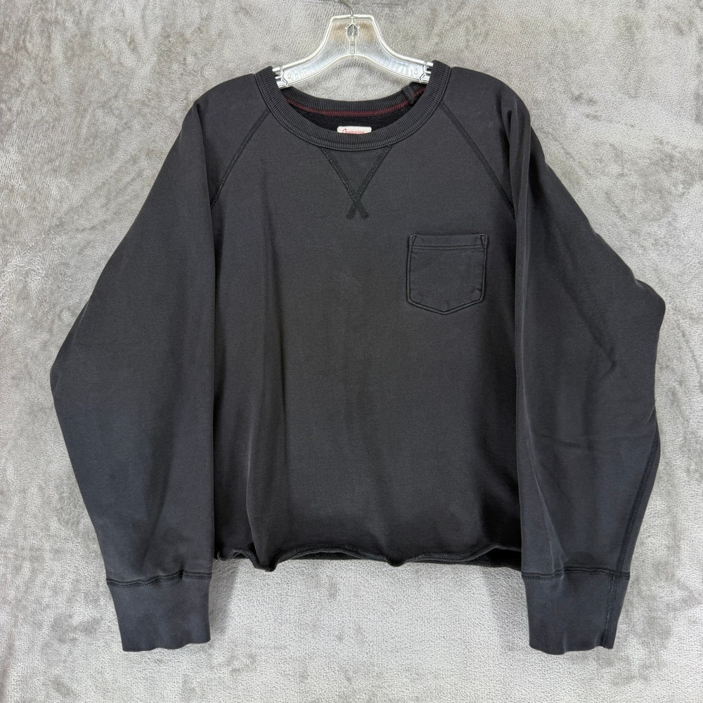 Champion Todd Snyder Sweatshirt Mens 2XL Cropped Pocket Black Raglan EUC